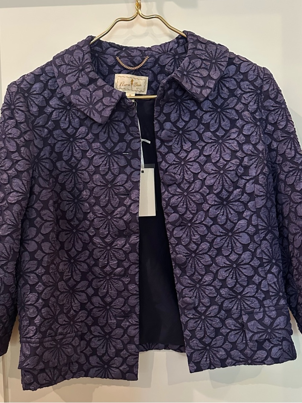 Flora Bea NYC Elegant Floral-Textured Purple Jacket - Women - Picture 2 of 6